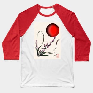 Sumi-e orchid with red rising sun Baseball T-Shirt